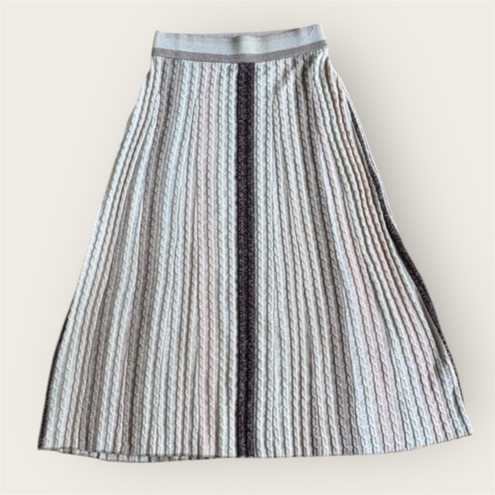 & other stories | Paris atelier brown cream gold cableknit skirt elastic waist S